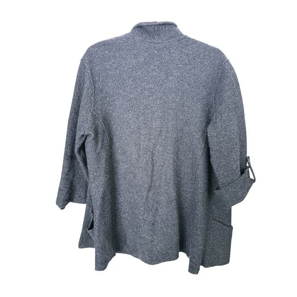 Eileen Fisher Merino Wool Open Cardigan Sweater Gray Pockets Layer One Size Fall - Picture 3 of 10